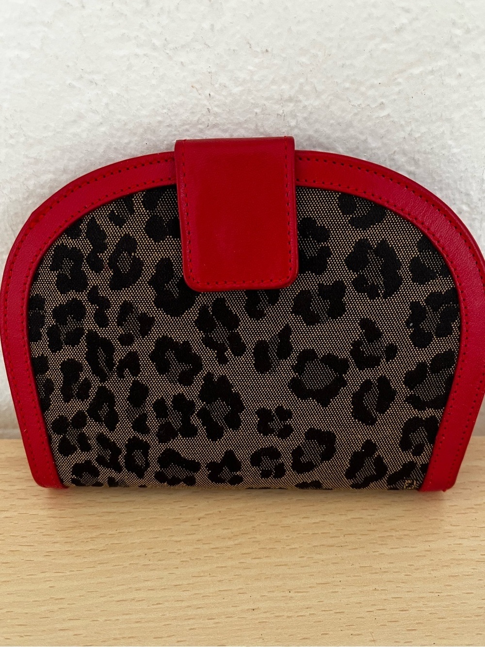 Vintage Fendi Leopard-Print Clutch Wallet Red Leather Trim 1990โs Karl Lagerfeld